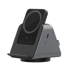 Levelo Terra Rotating 3 In 1 Wireless Charging Stand With Portable 5000Mah Power Bank - Black